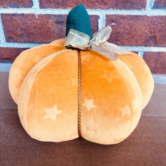 Hallmark Plush Pumpkin Décor With Stars Velvet Fall Table Centerpiece - Picture 1 of 3